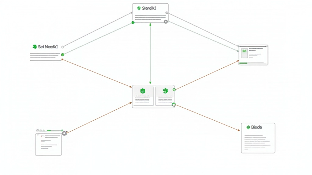 Illustration montrant un diagramme de structure hiérarchique avec plusieurs niveaux de pages et de sections
